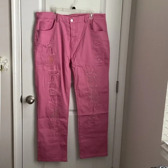 Vibrant Pink Slim Straight Men's Jeans 40x30 NWOT - Picture 2 of 6